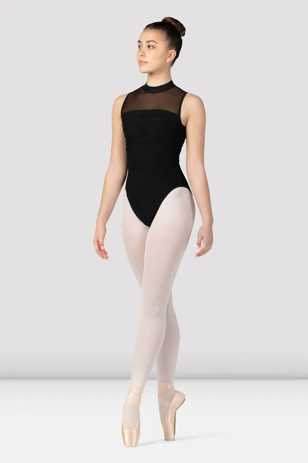 Ladies Fenella Ruched Bodice Mock Neck Leotard