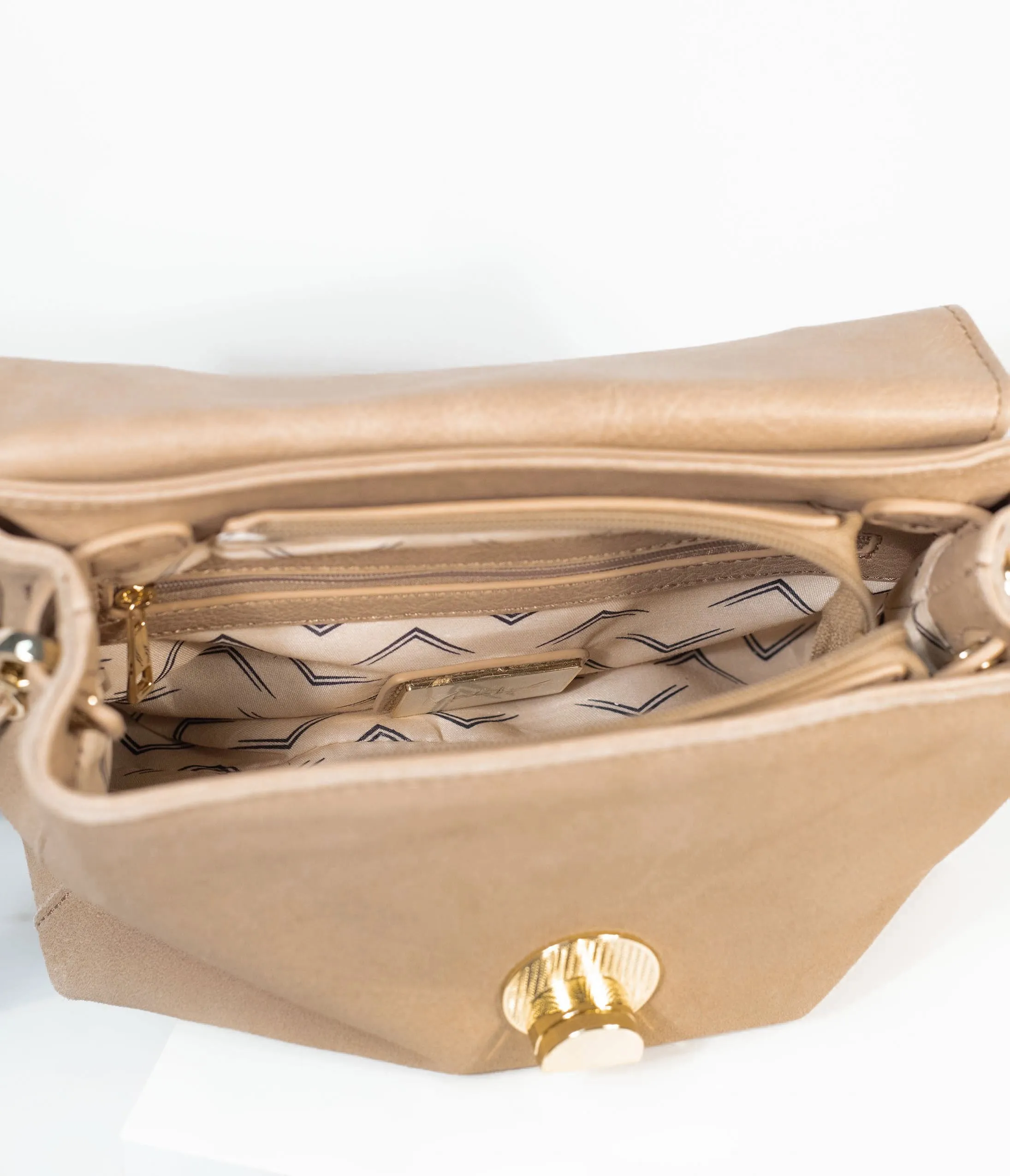 Light Beige Suede Annie Crossbody Purse