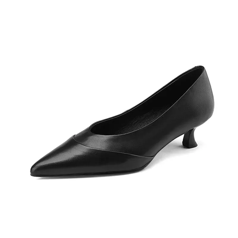 LuxeLeather Chic Pointed Toe Slip-On Heels