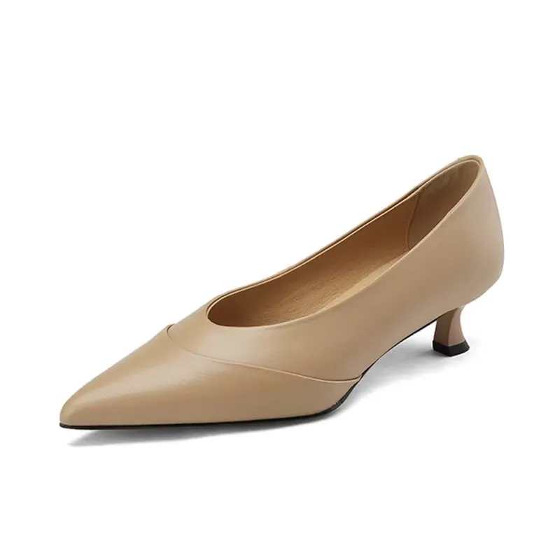 LuxeLeather Chic Pointed Toe Slip-On Heels