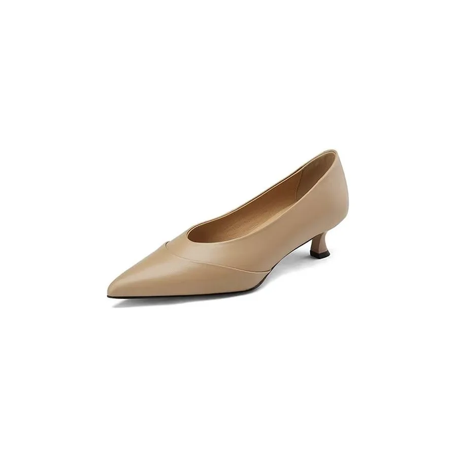 LuxeLeather Chic Pointed Toe Slip-On Heels