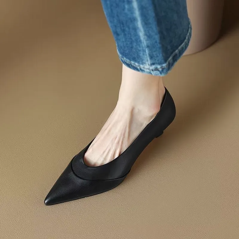 LuxeLeather Chic Pointed Toe Slip-On Heels