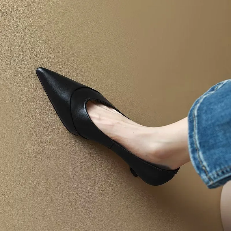 LuxeLeather Chic Pointed Toe Slip-On Heels