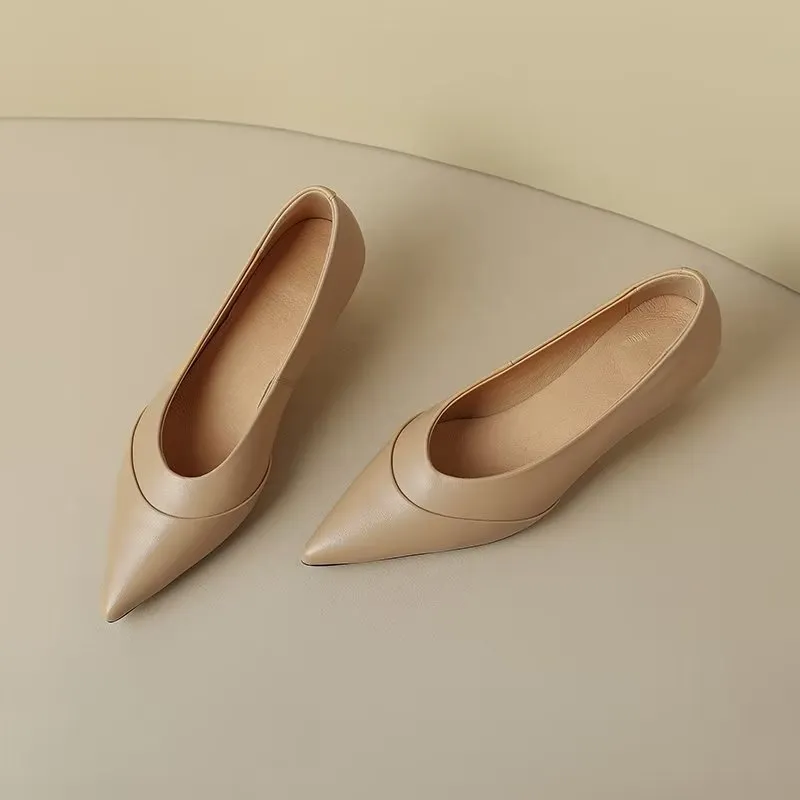 LuxeLeather Chic Pointed Toe Slip-On Heels