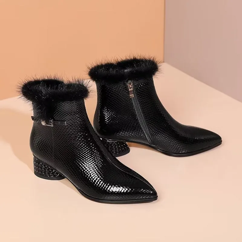 LuxLeather Exotic Chic Ankle Boots