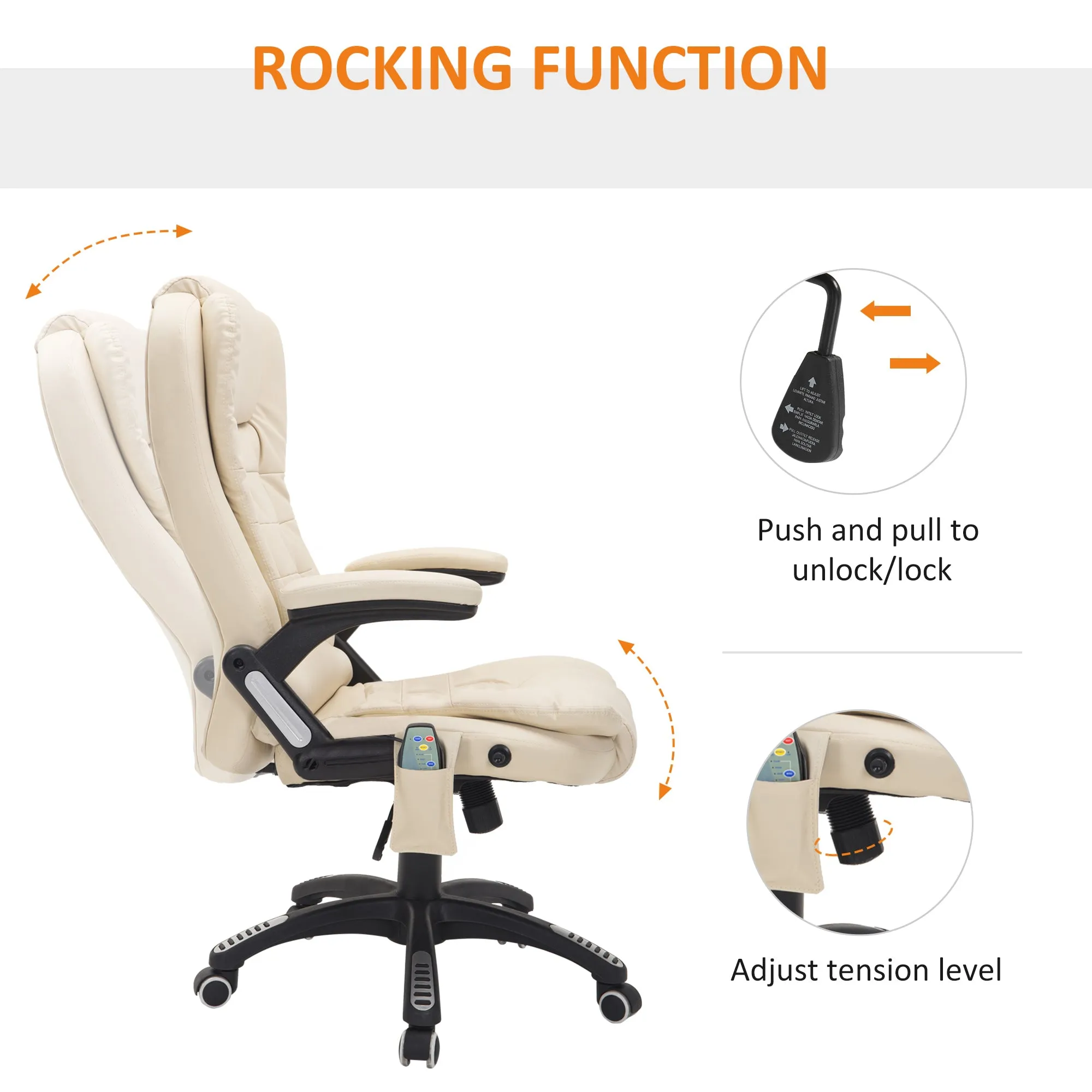 Massage Office Chair - Six vibrating points and five massage points. Also heating function