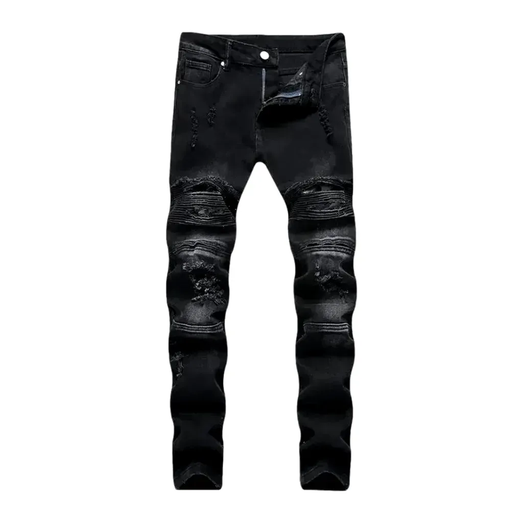 Mid-waist stylish biker men's jeans