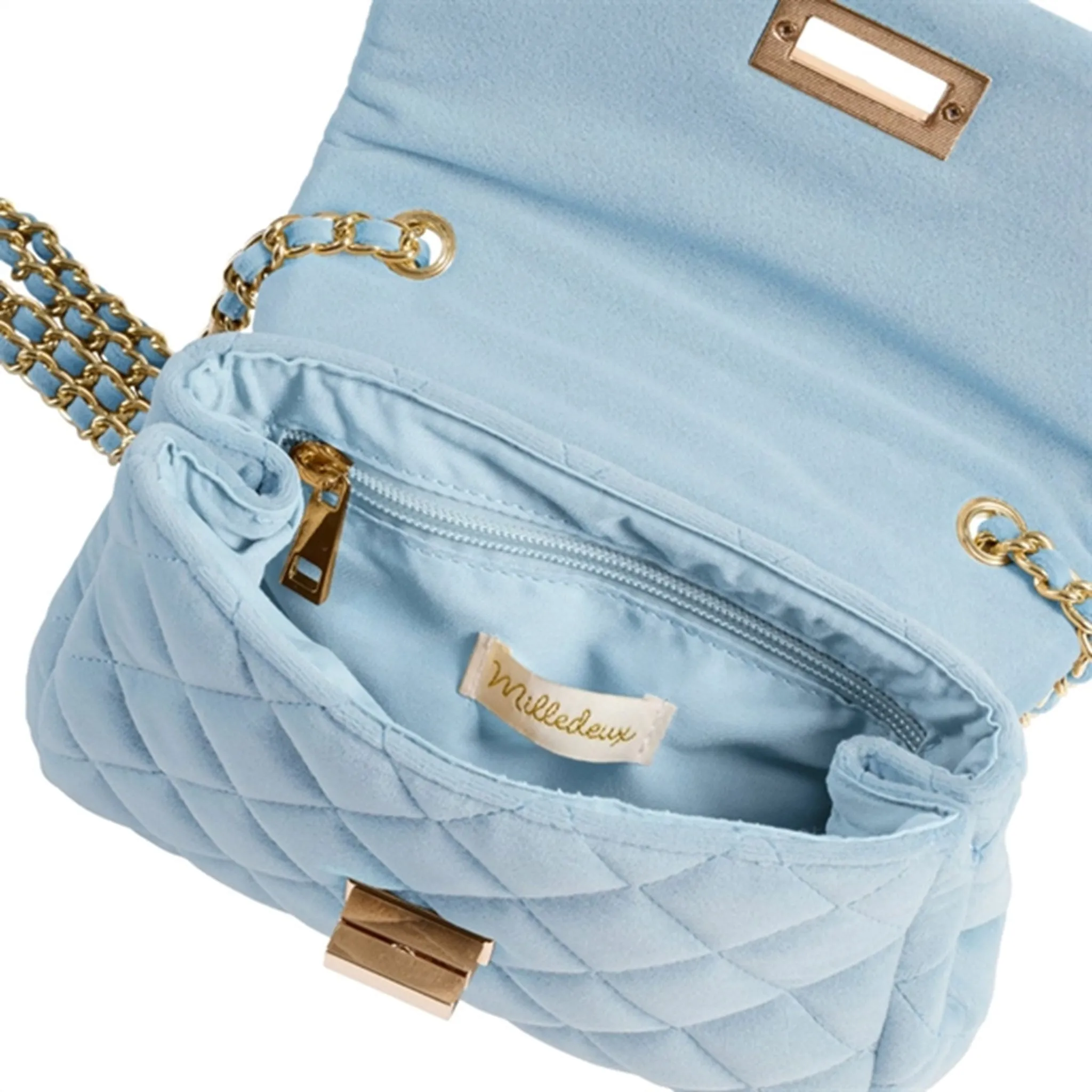 Milledeux Medium Velvet Bag Light Blue