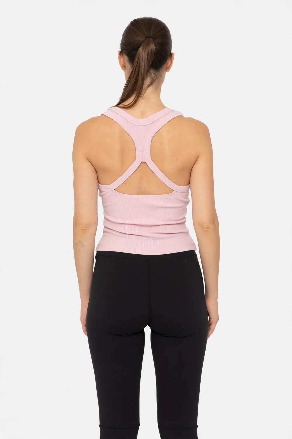 Mono B Cool Mauve Ribbed Knit Racerback Tank