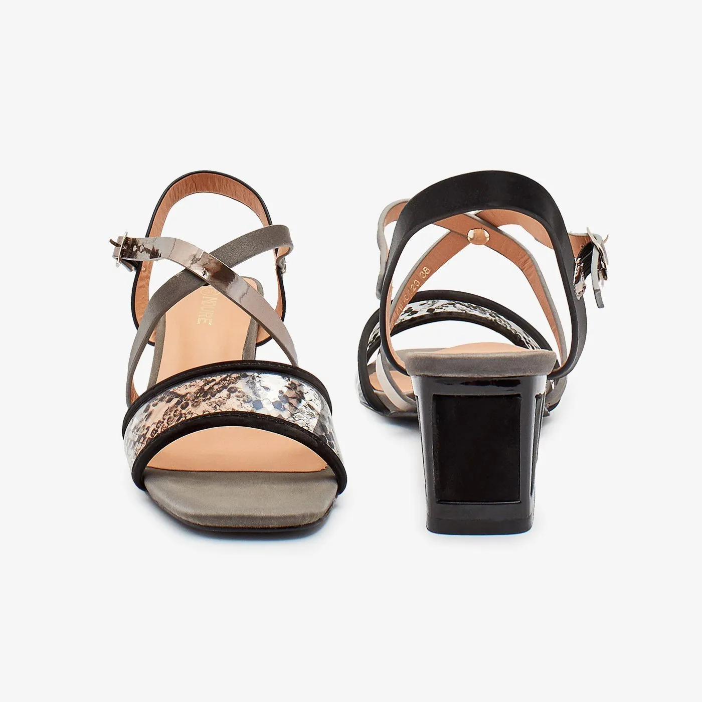 Multi Strap Block Heel Sandal