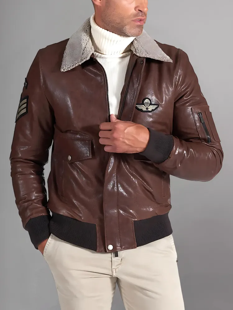 New Mens Thicken Fleece Real Leather Jacket With Fur Lined