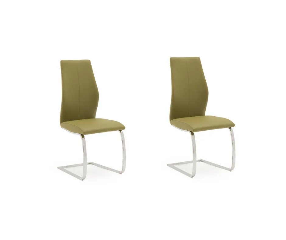 Pair of Elis Olive Green Dining Chairs by Vida