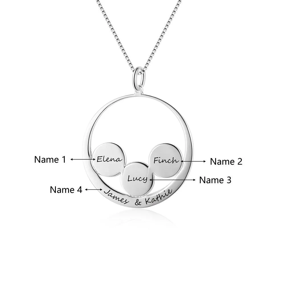 Personalized 925 Sterling Silver Name Necklace & 3 Round Together in a Circle Pendant, Trendy Women’s Jewelry