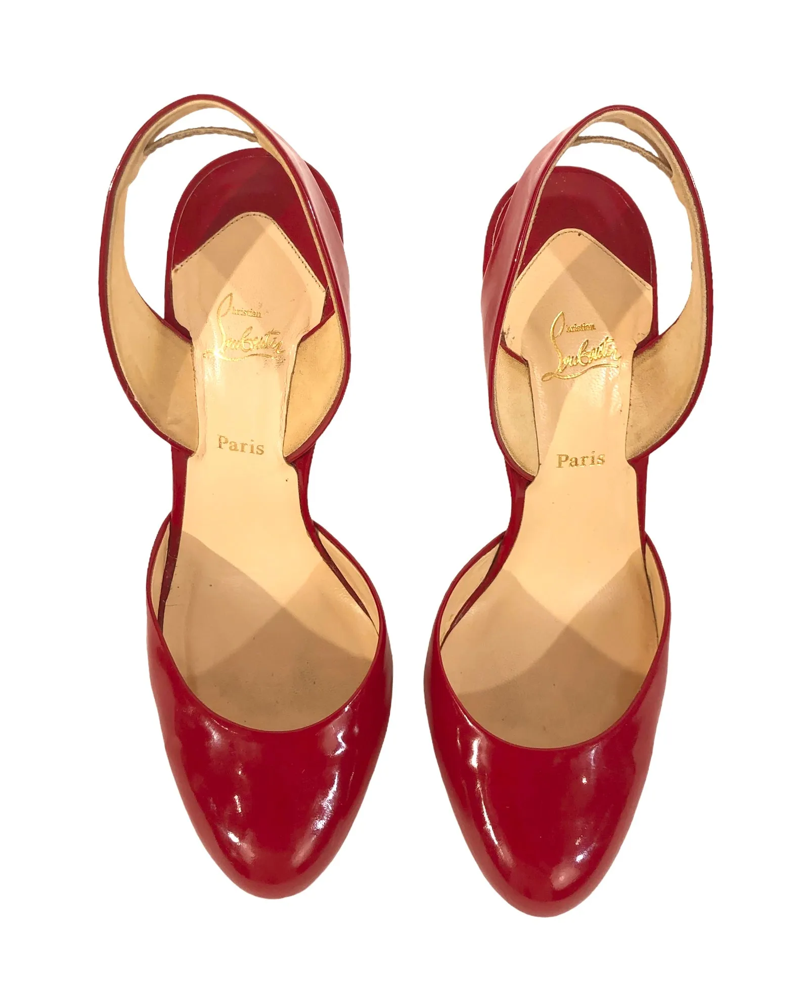 Picador 100 Cherry Red Patent Slingback Stiletto Shoes | Size US 7.5 - IT 37.5