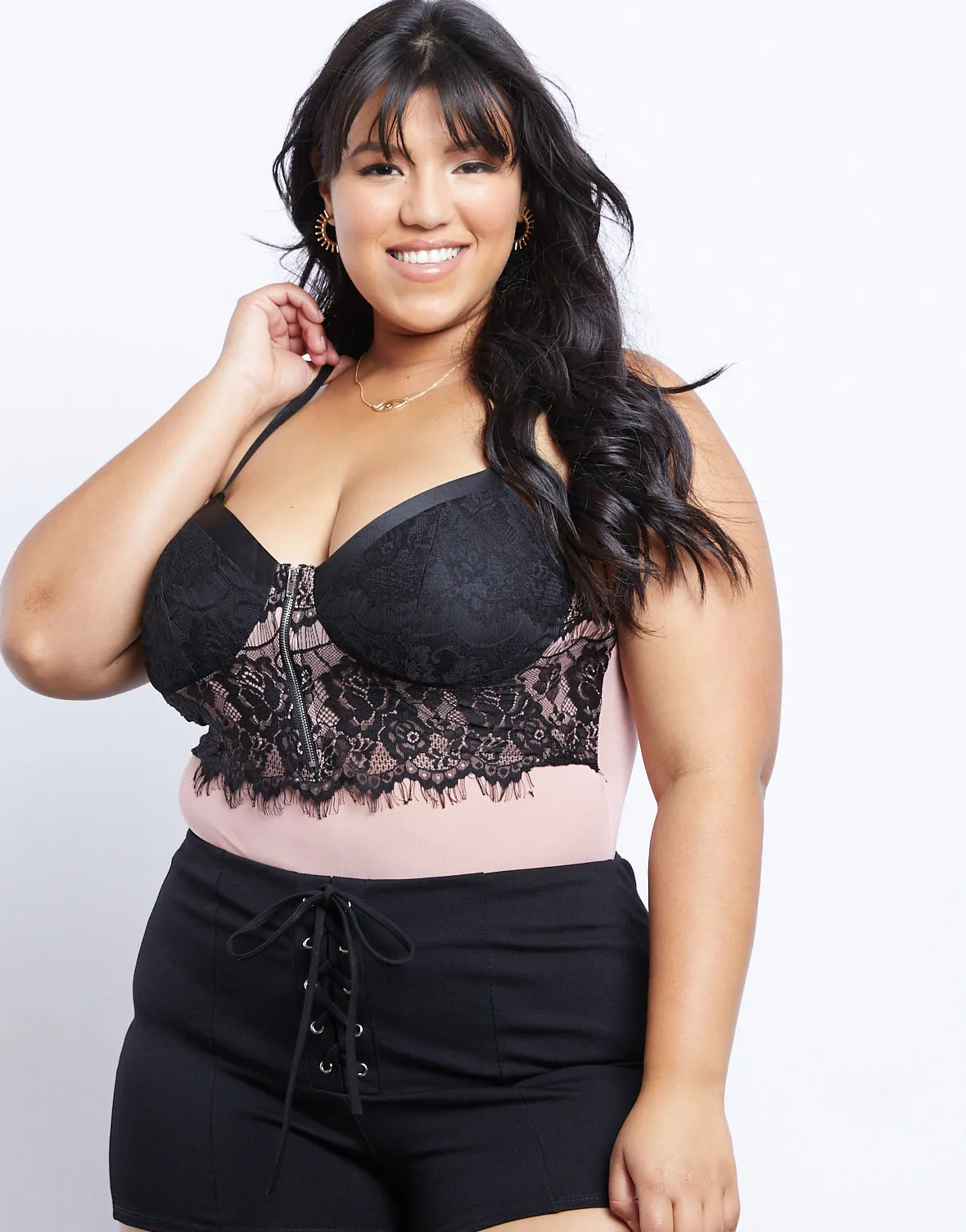 Plus Size Floral Lace Bodysuit