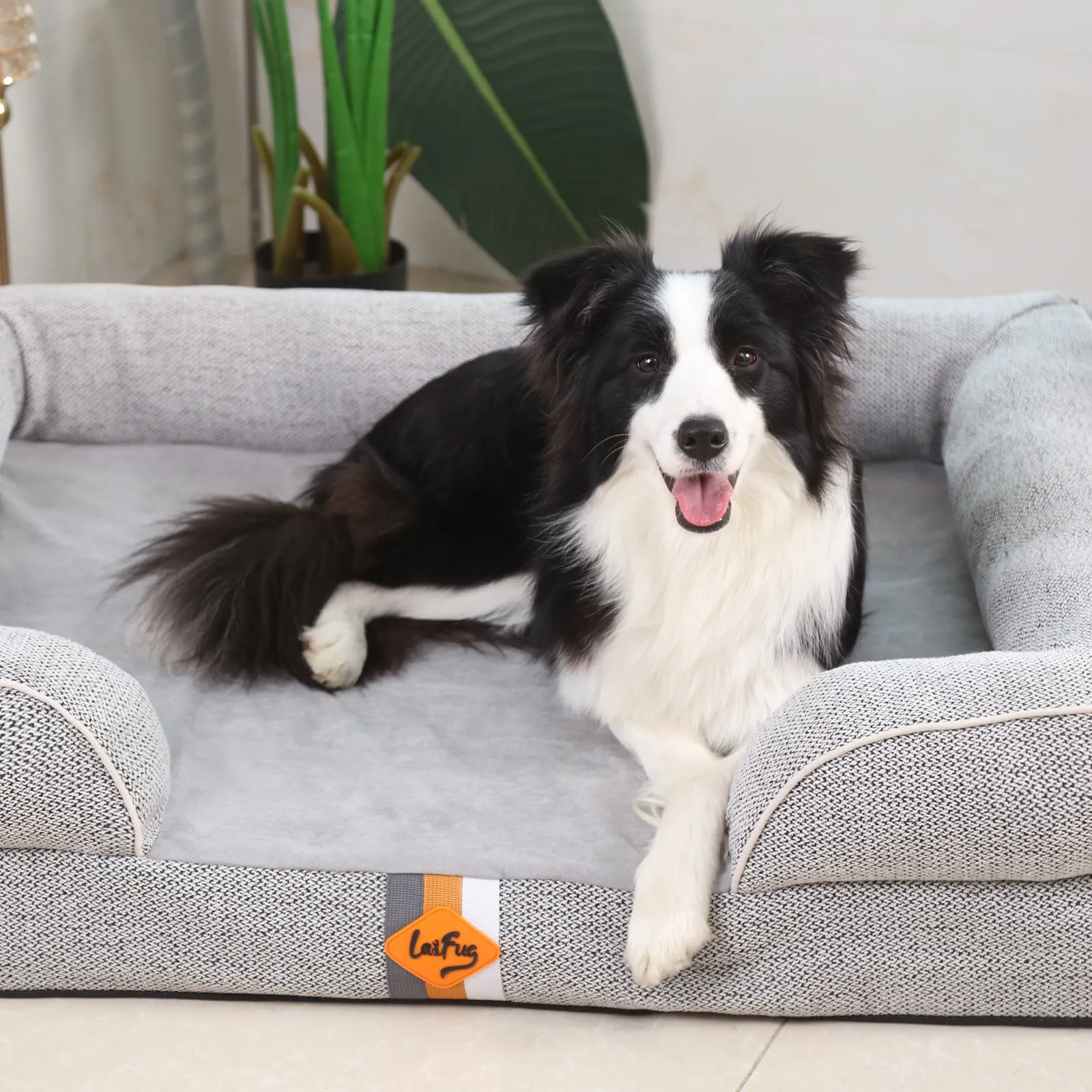 Premium Orthopedic Dog Sofa Bed | Burlap Design