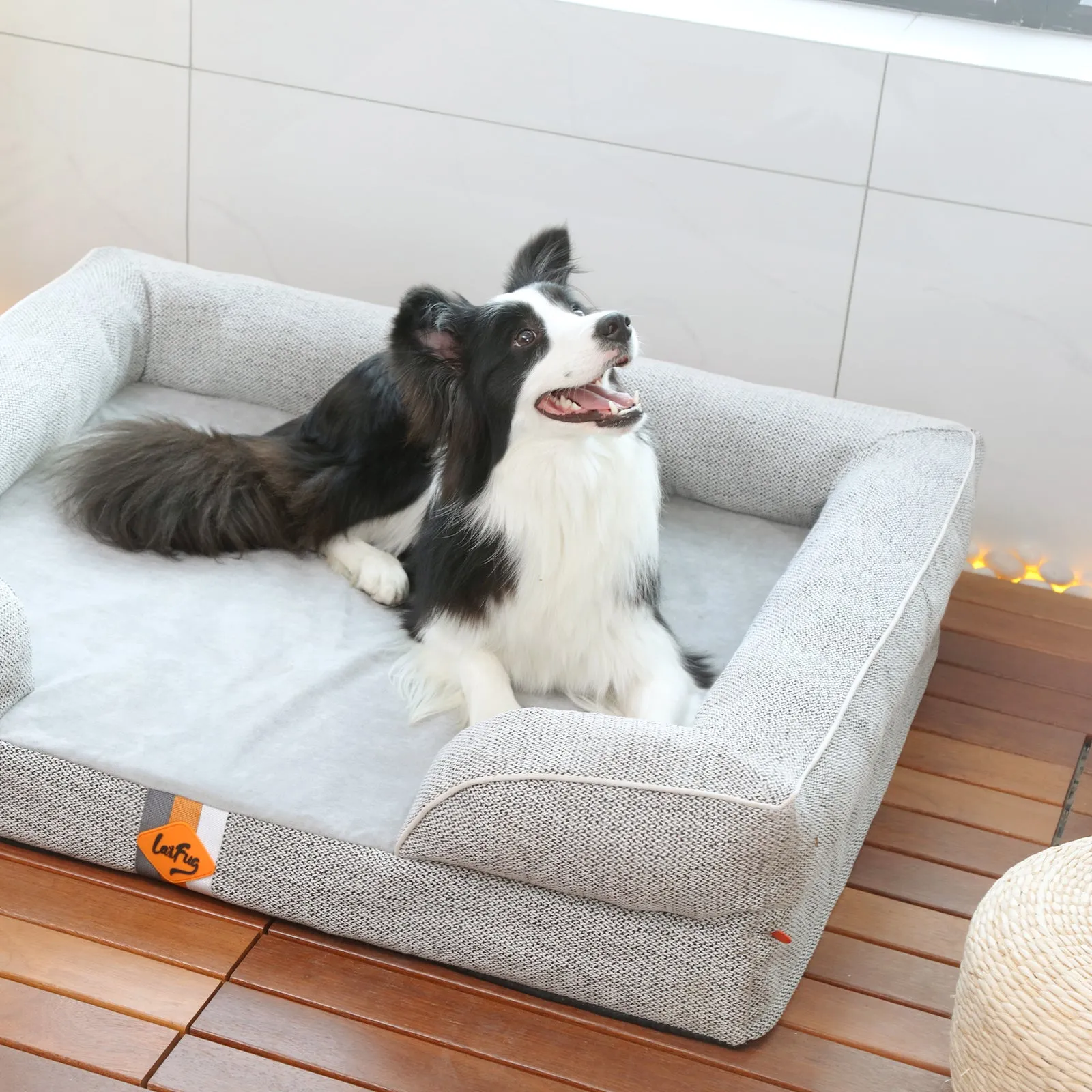 Premium Orthopedic Dog Sofa Bed | Burlap Design