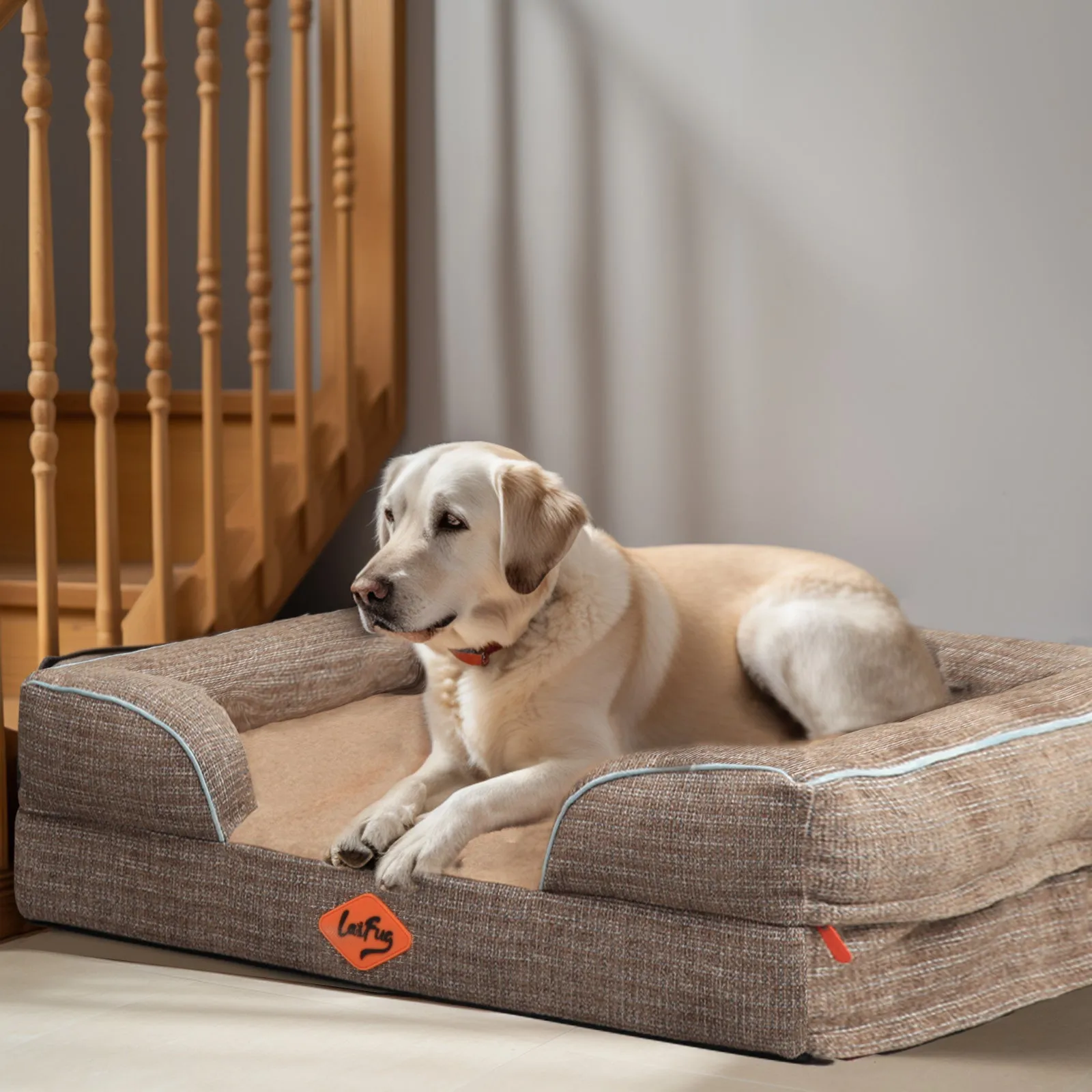 Premium Orthopedic Dog Sofa Bed | Tweed Design