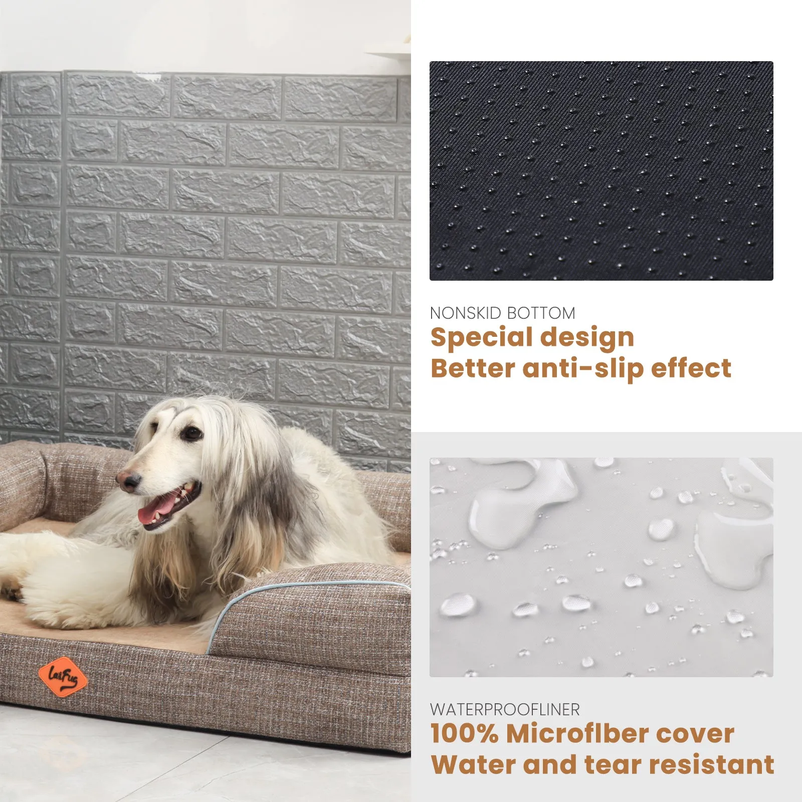 Premium Orthopedic Dog Sofa Bed | Tweed Design