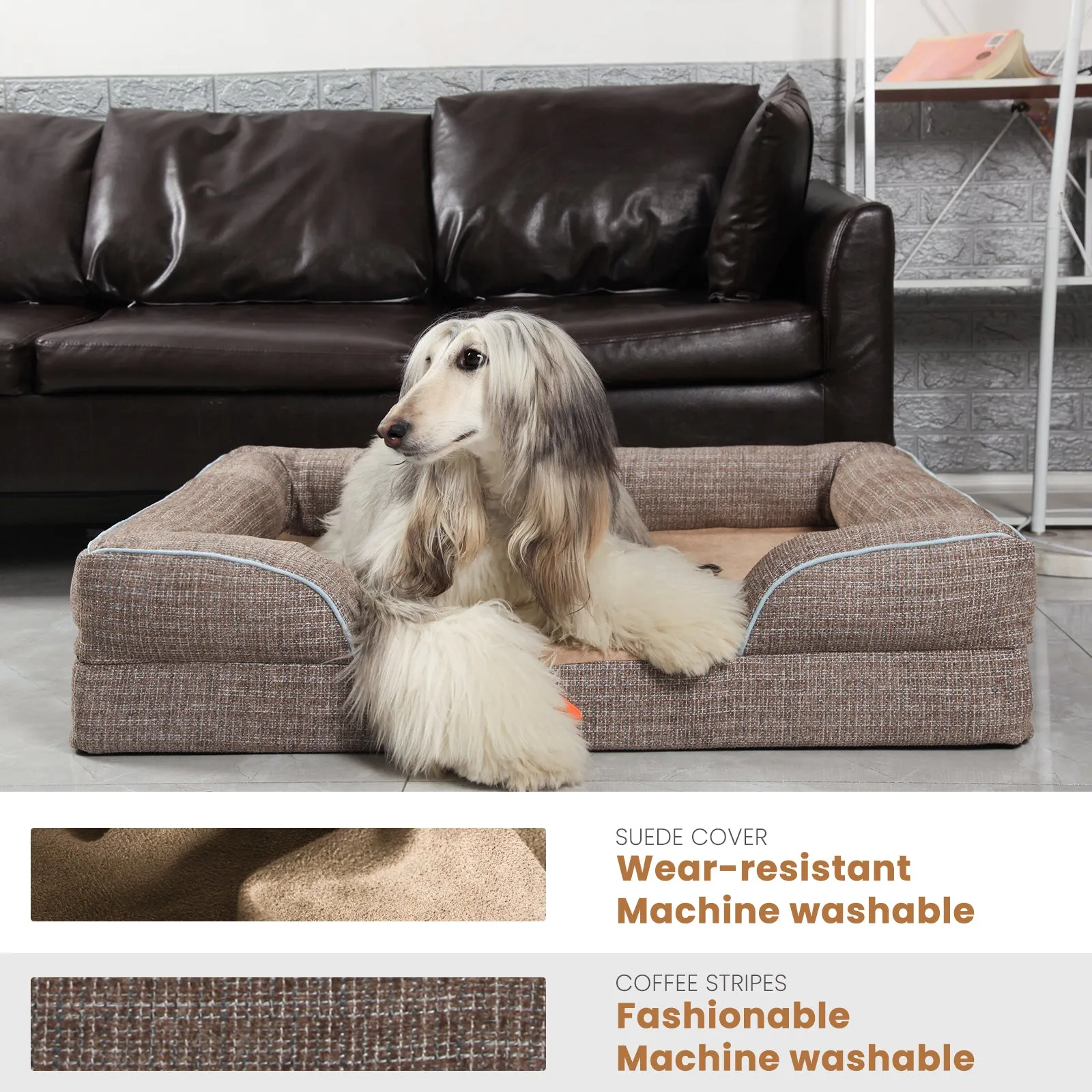 Premium Orthopedic Dog Sofa Bed | Tweed Design