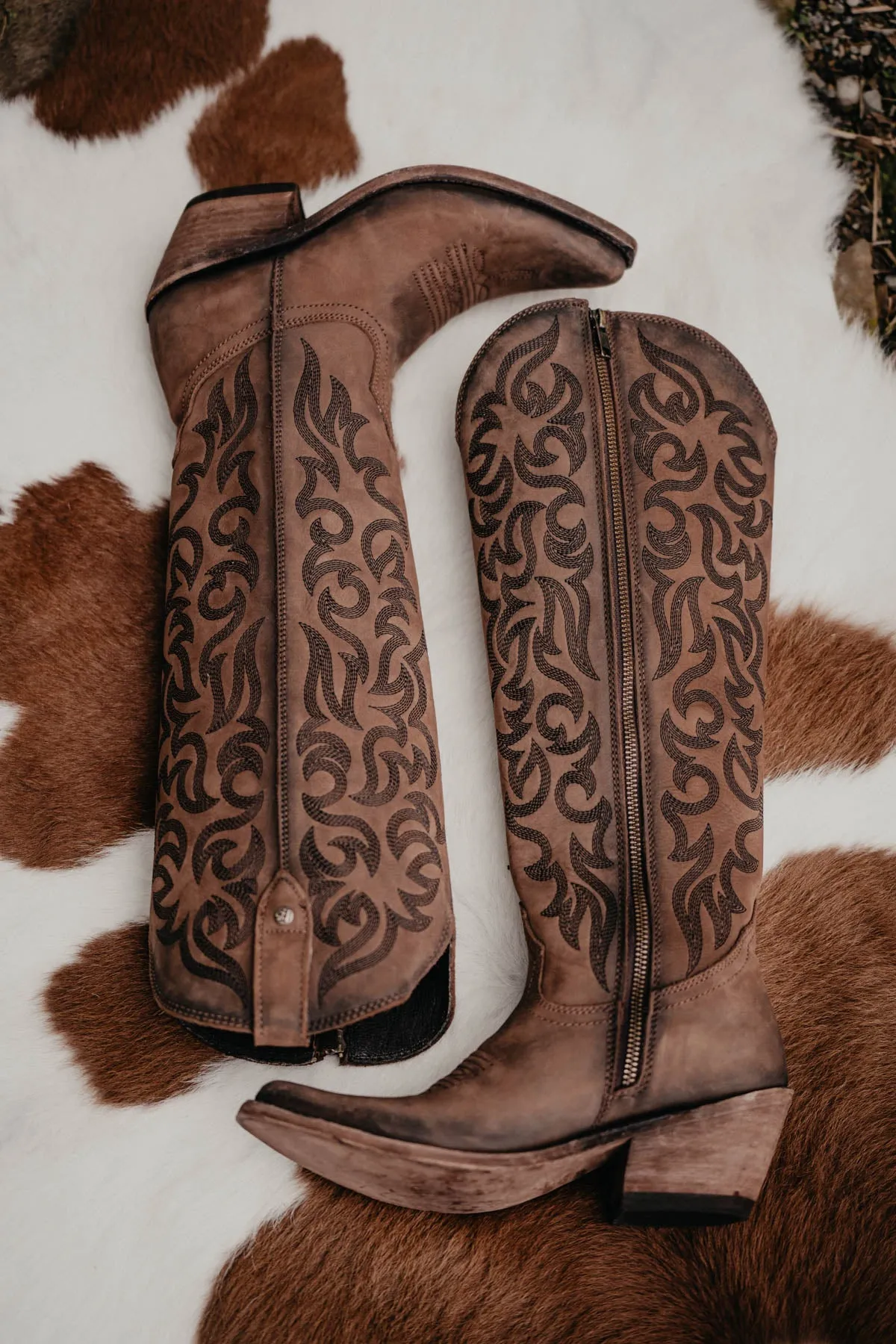 "Allie" Tall BROWN Leather Boots by Liberty Black {B & C Calf Widths}