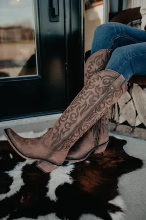 "Allie" Tall BROWN Leather Boots by Liberty Black {B & C Calf Widths}