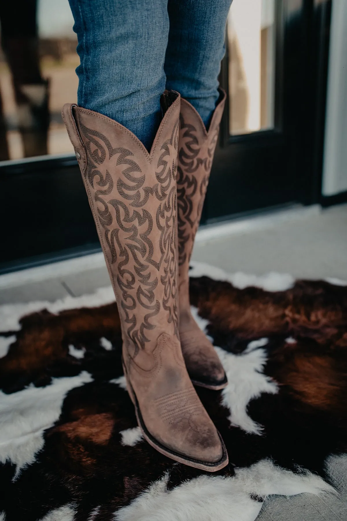 "Allie" Tall BROWN Leather Boots by Liberty Black {B & C Calf Widths}