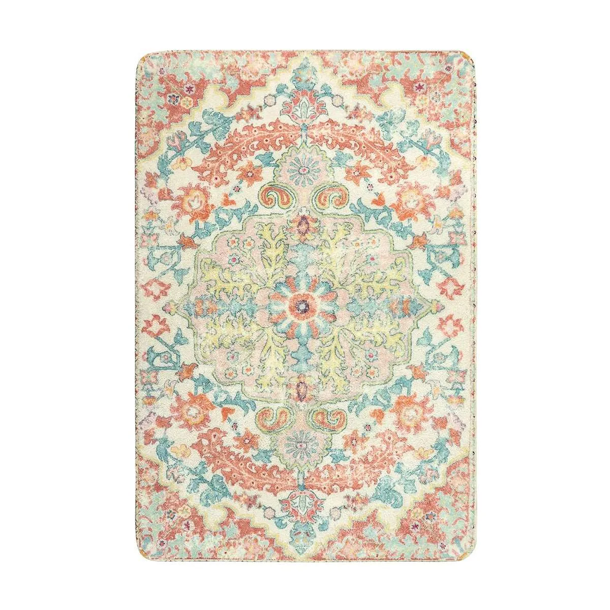 Reine Bohemian Floral Medallion Brandied Melon Area Rug