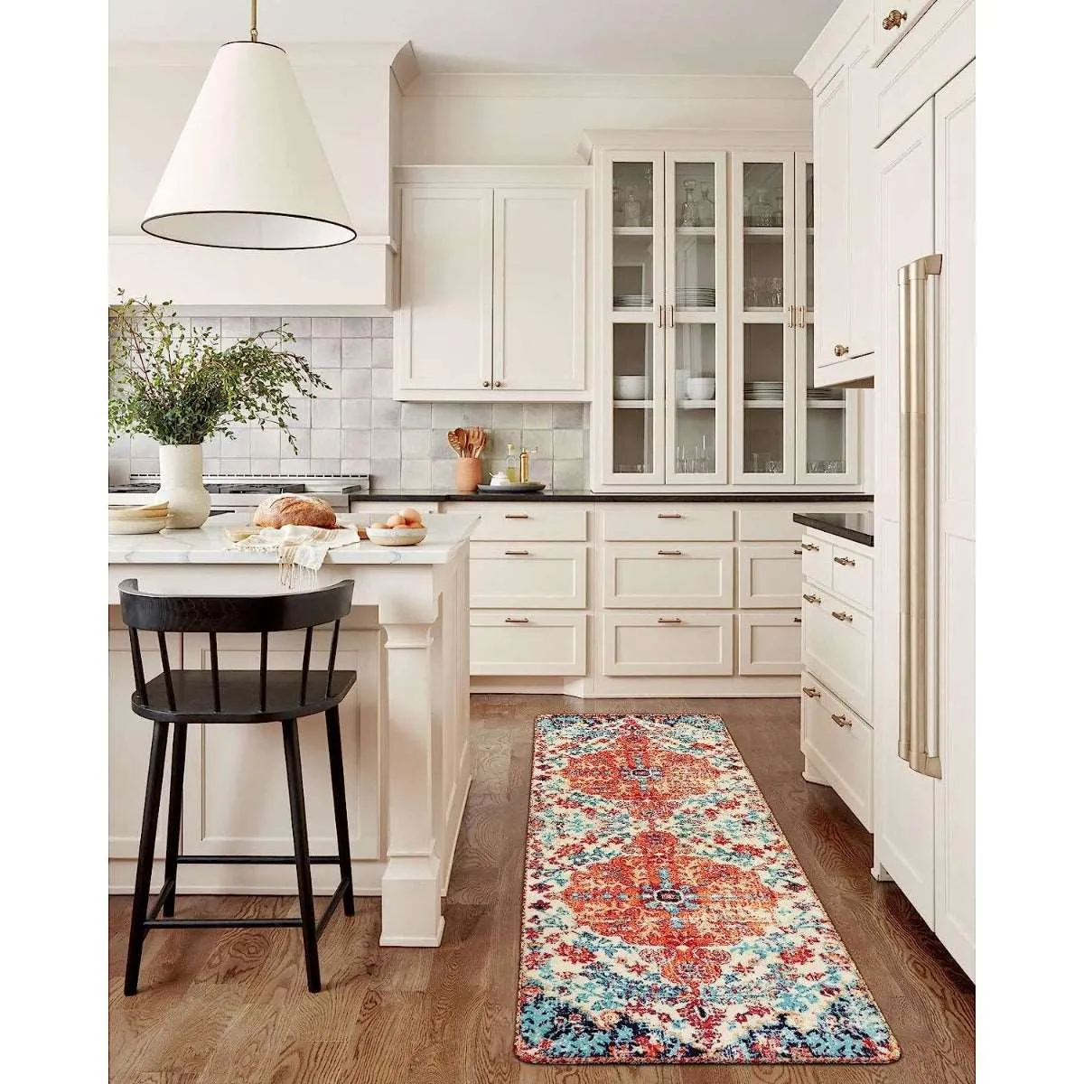 Reine Bohemian Floral Medallion Orange Area Rug