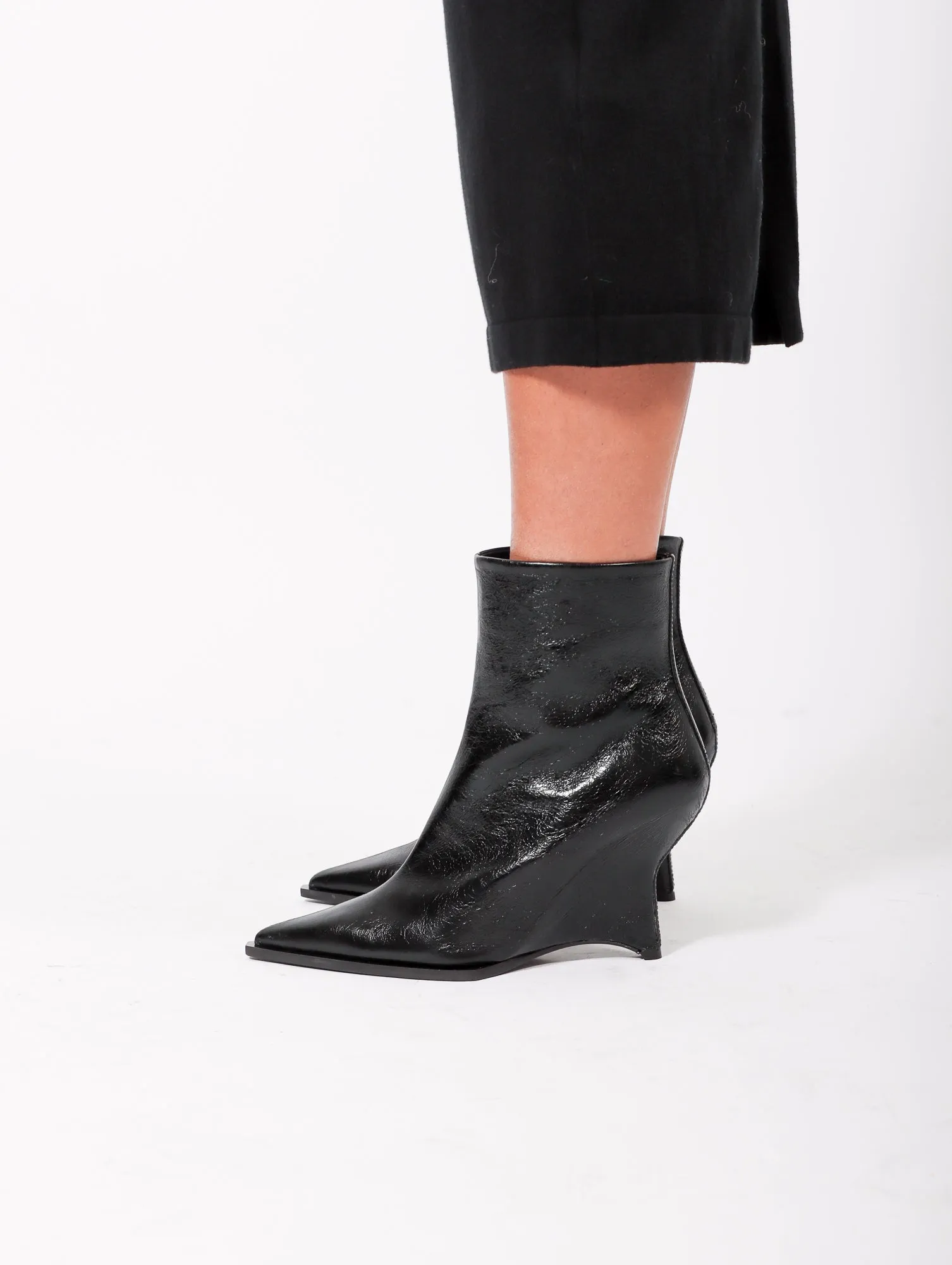 Rosa Laminato Boot in Crackled Black by Mattia Capezzani