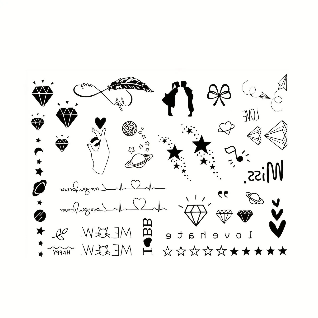 Shiny Love Heartbeat Tattoo Stickers for Sustainable Body Art