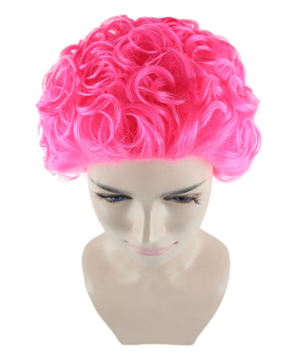 Short Curly Pink Womens Wig | All back Party Ready Fancy Cosplay Halloween Wig | Premium Breathable Capless Cap