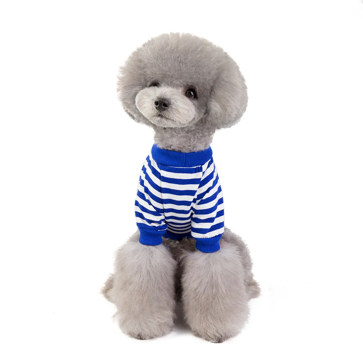 Small dog pet clothing spring striped T-shirt