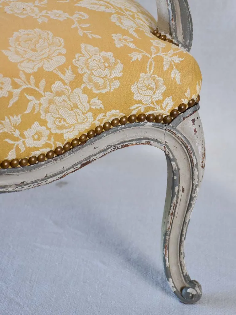 Small pair of Louis XV style fireside armchairs