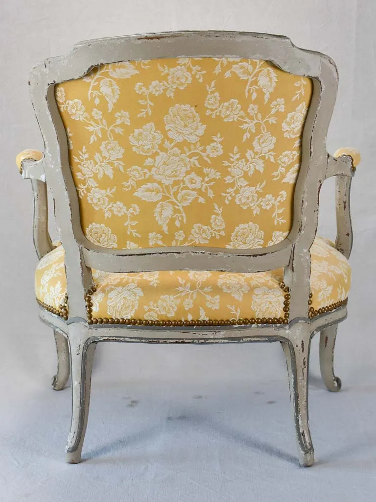 Small pair of Louis XV style fireside armchairs