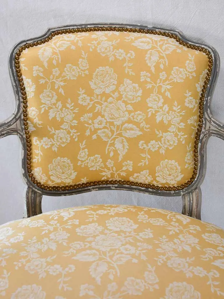 Small pair of Louis XV style fireside armchairs