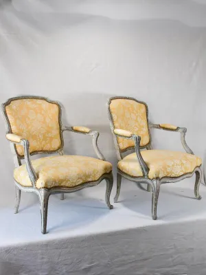 Small pair of Louis XV style fireside armchairs