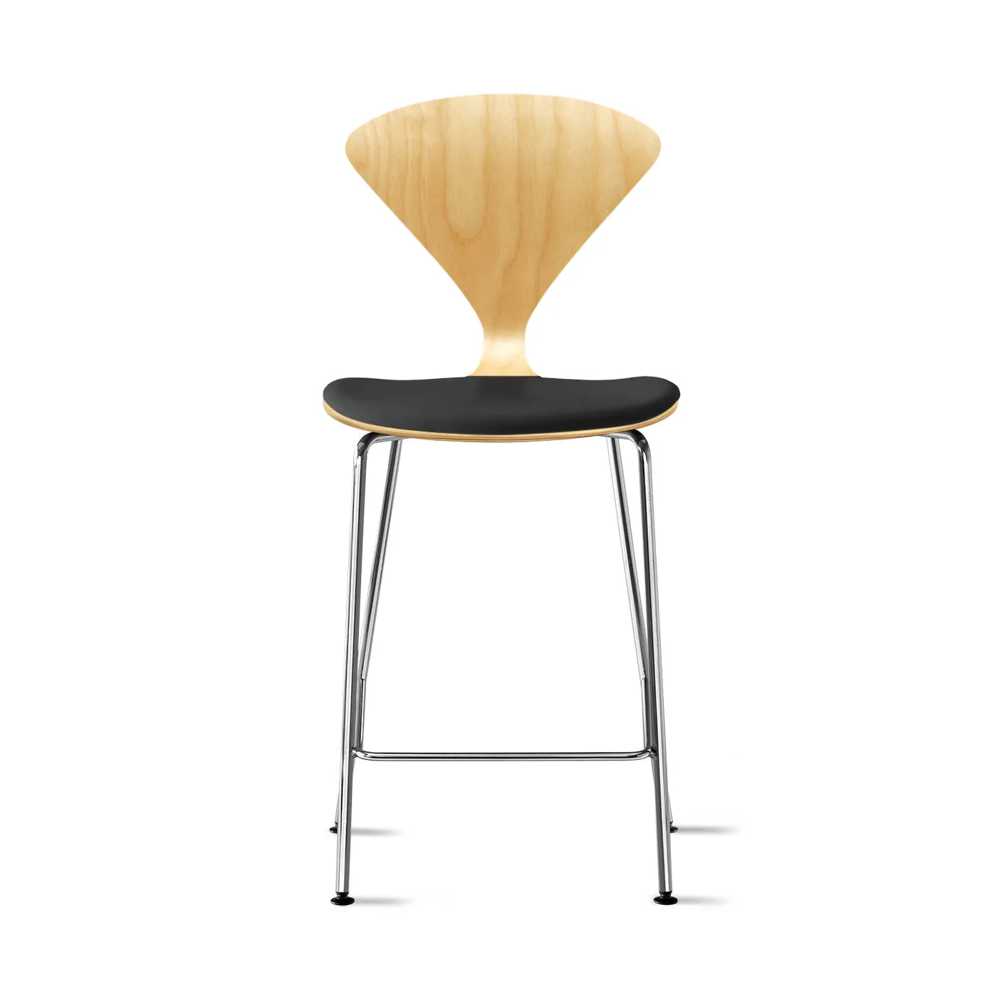 Stool with Chrome Base - Upholstered Seat