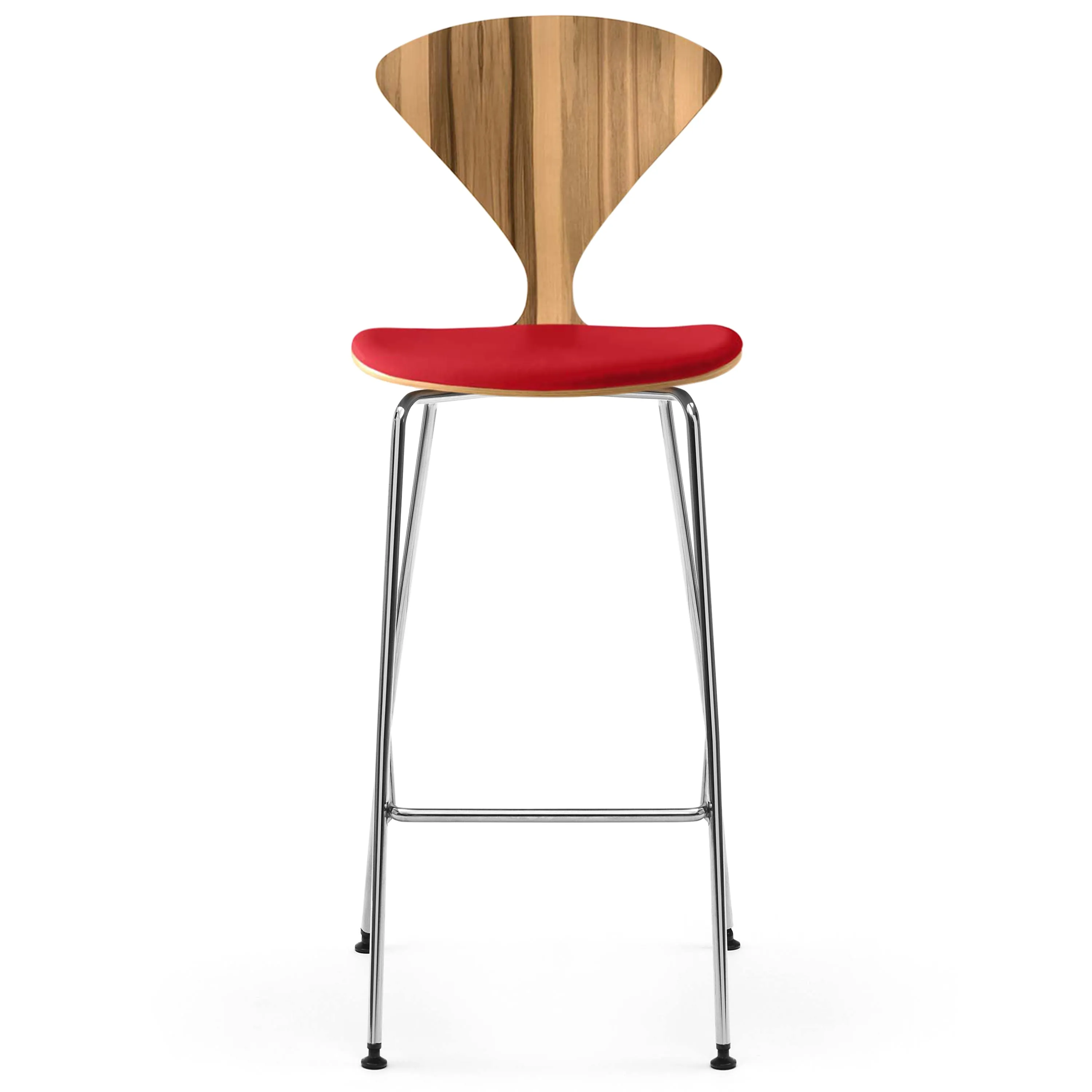 Stool with Chrome Base - Upholstered Seat