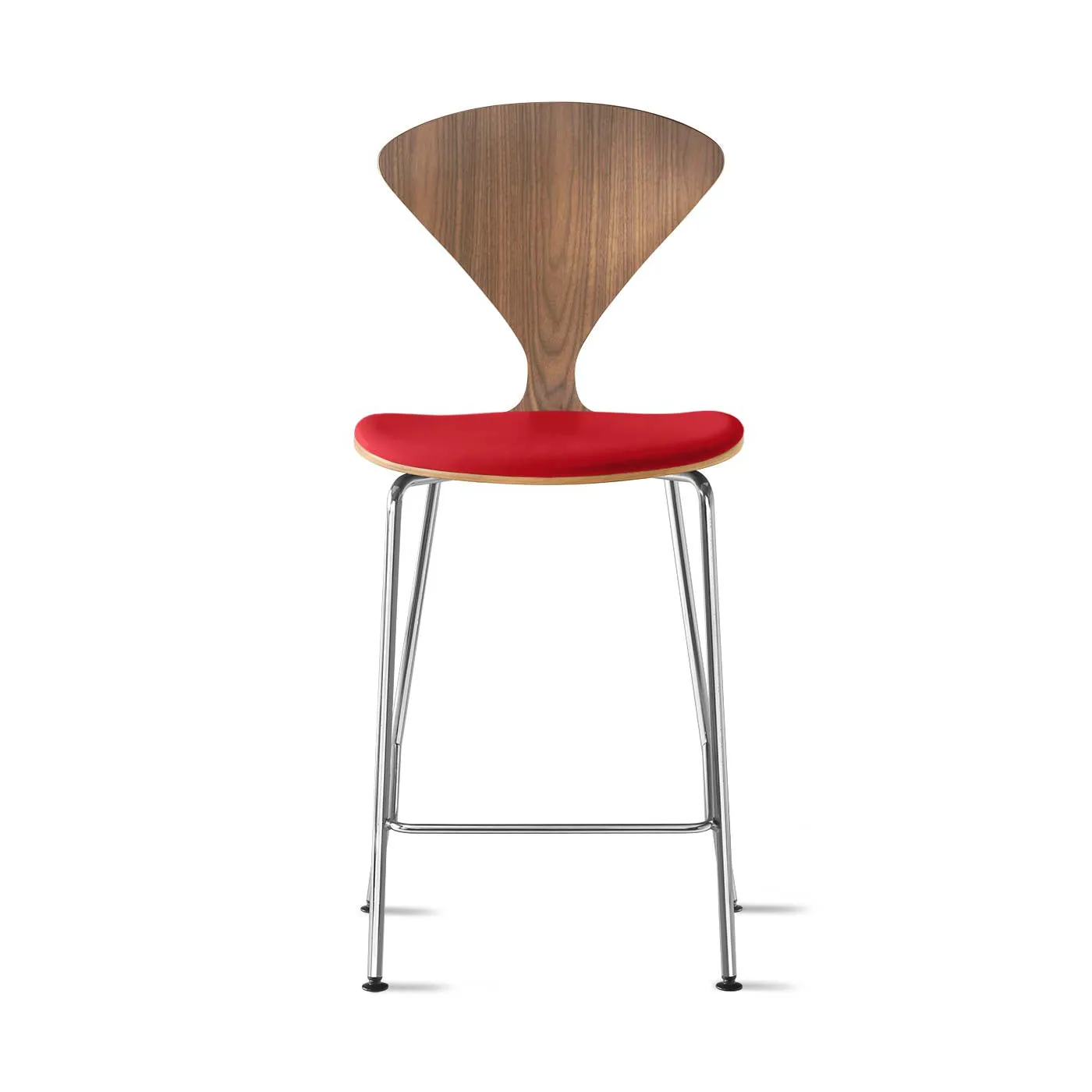 Stool with Chrome Base - Upholstered Seat