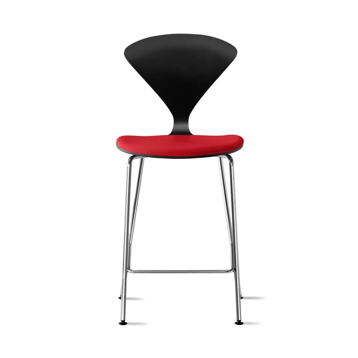 Stool with Chrome Base - Upholstered Seat