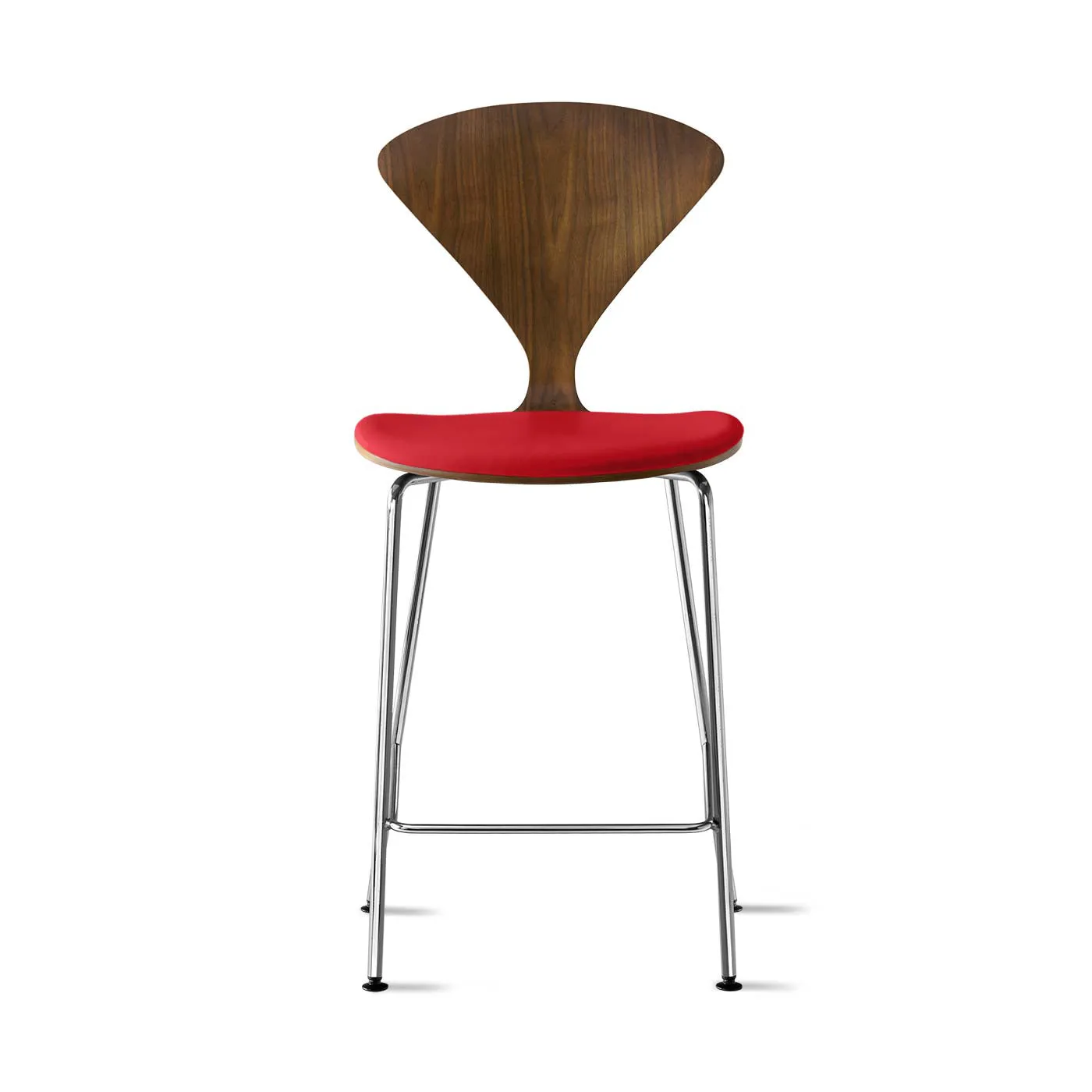 Stool with Chrome Base - Upholstered Seat