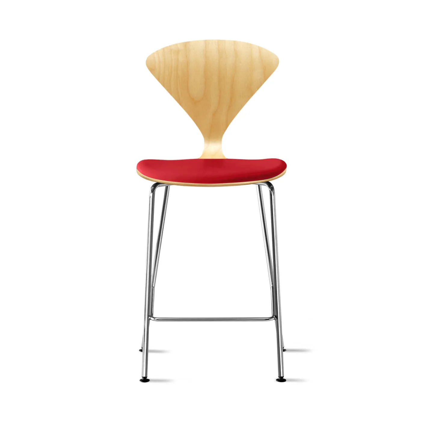 Stool with Chrome Base - Upholstered Seat