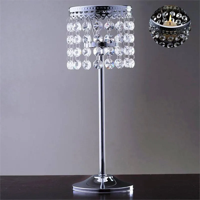 Stunning  Metal Votive Tealight Crystal Candle Holder Wedding Centerpiece - 11.5"