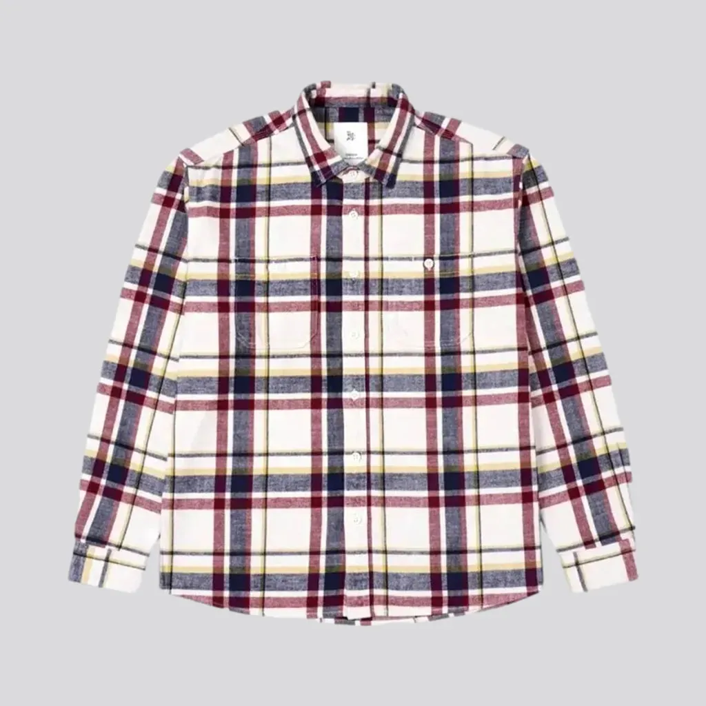 Stylish checkered jeans shirt for men