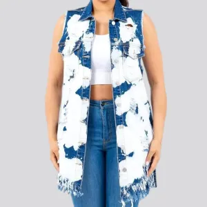 Stylish slim fit boho denim vest for ladies