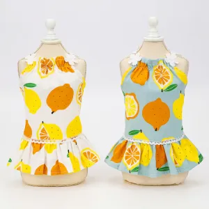 Summer cute fruit Lemon skirt pet clothing