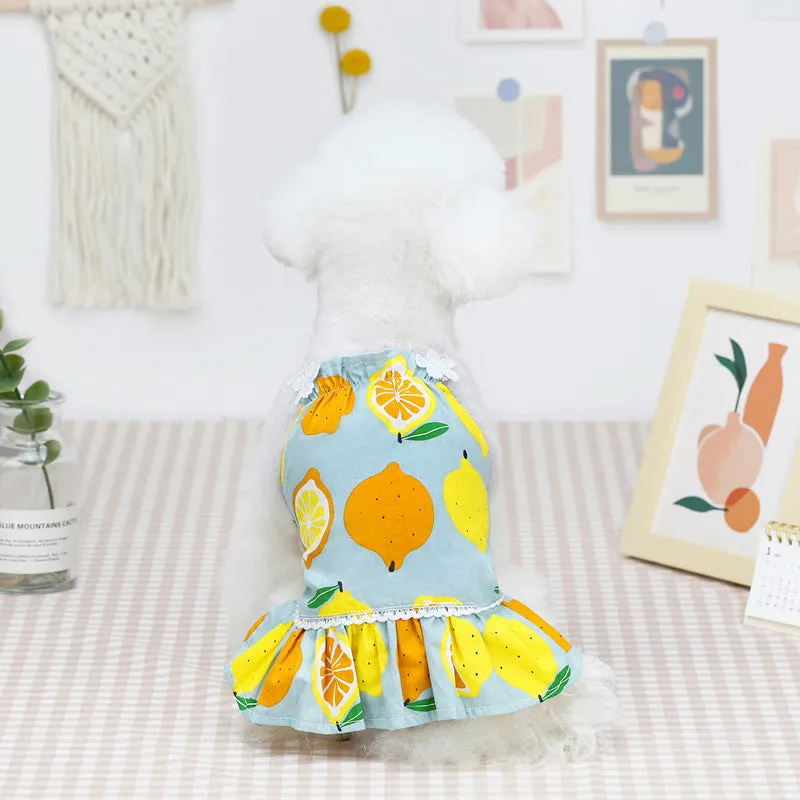 Summer cute fruit Lemon skirt pet clothing