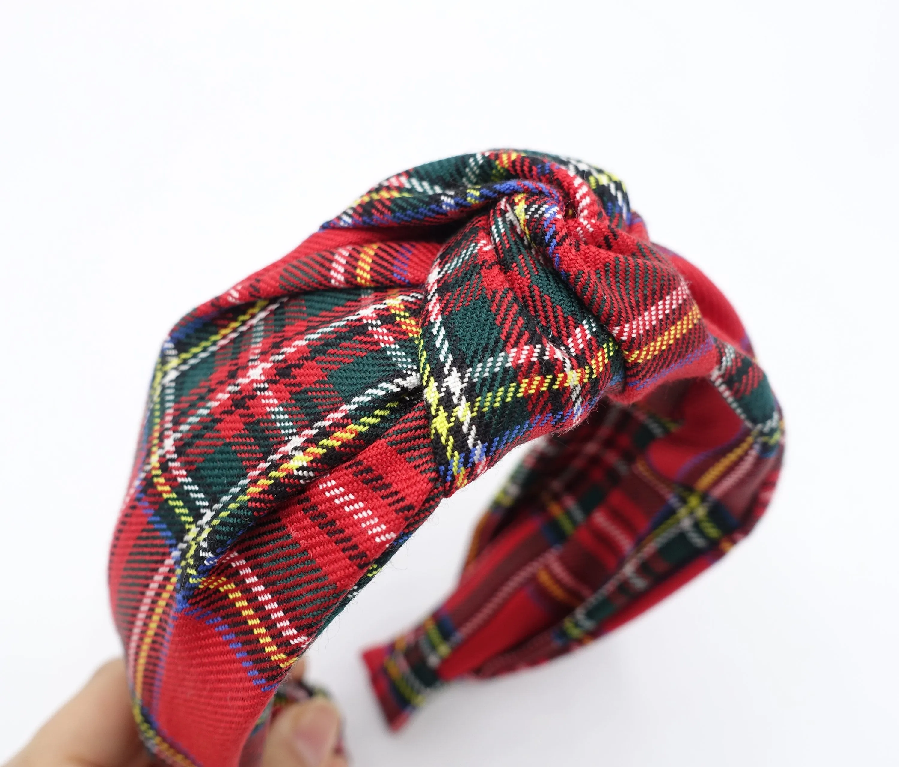 tartan knot headband, plaid headband, plaid check top knot headband for women