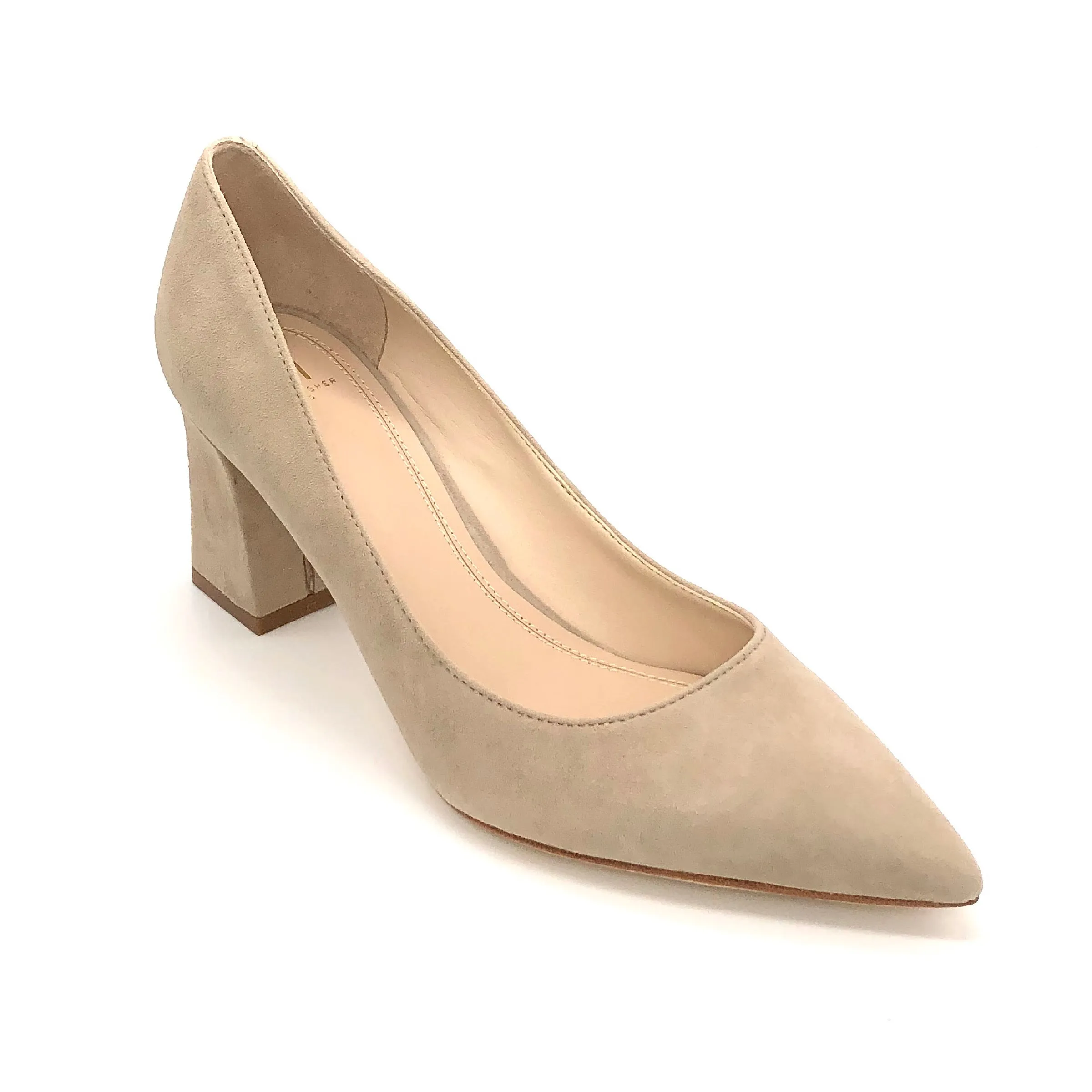 The Block Heel Pointed Pump in Natural